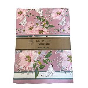 MAHOGANY Cotton Tablecloth 60x120 Pink Floral Butterflies NEW